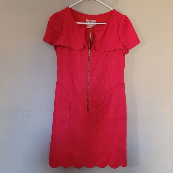 Phoebe Couture 100% Silk Red Orange Dress Size 2 Lined Lightweight Zipper Nwt - Picture 1 of 7